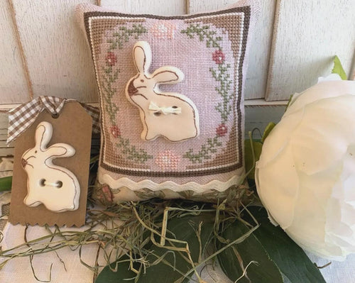 ROVARIS ~ "Rabbit Spring Ornament Little Cushion Kit" Counted Cross Stitch Pattern + KIT, Handmade from Samone, Italy