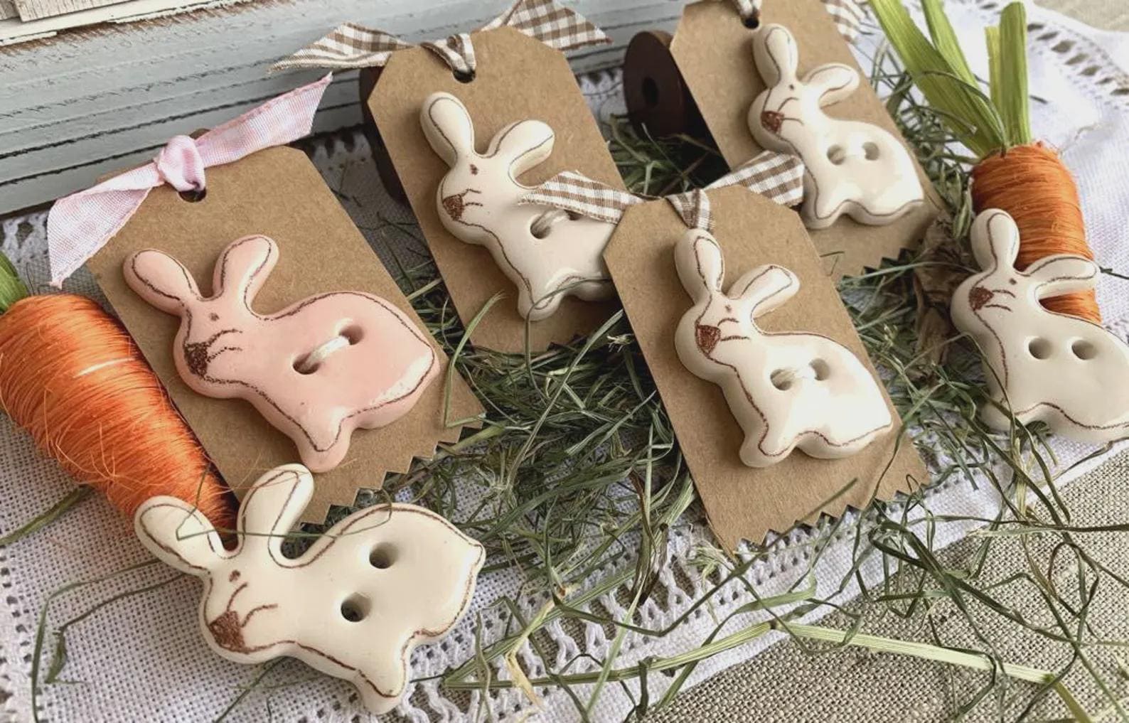 Rovaris ~ Ceramic Creamy White Rabbit Button, Handmade from Samone, Italy
