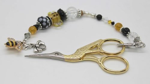 Kelly Clark Studio ~ Honey Bee Scissor Fob, Scissor Find, Lanyard Fob, Key Fob, Purse Fob, Key Chain Charm