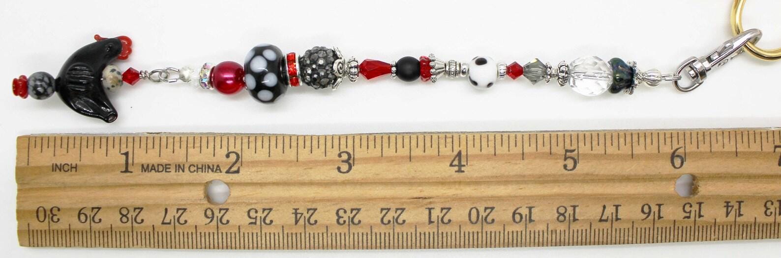 Kelly Clark Studio ~ Black Chicken Scissor Fob, Scissor Find, Lanyard Fob, Key Fob, Purse Fob, Key Chain Charm