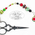 Kelly Clark Studio ~ Watermelon Scissor Fob, Scissor Find, Lanyard Fob, Key Fob, Purse Fob, Key Chain Charm