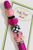 Kelly Clark Studio ~ Beaded Ink Pen in Magenta, Black & Pink
