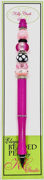 Kelly Clark Studio ~ Beaded Ink Pen in Magenta, Black & Pink