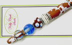 Kelly Clark Studio ~ Beaded Ink Pen in Brown & White Cow Print with Blue Accent
