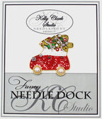 Kelly Clark Studio ~ Car With Christmas Tree Needle Minder, Needle Dock, Canvas Magnet, Needle Garage, Needleminder