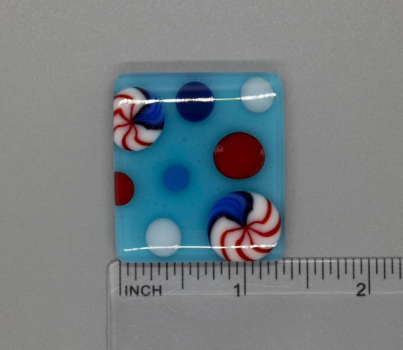 BEAU VERRE ART "Dots Fused Glass Needle Minder"  Magnet  Needleminder  One-of-a-Kind  Handcrafted 5812