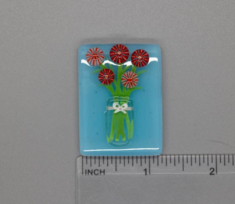BEAU VERRE ART "Floral Fused Glass Needle Minder"  Fused Glass  Magnetic  Beautiful Colors, Needleminder, One-of-a-Kind, Handcrafted 5758