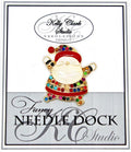 Kelly Clark Studio ~ Multi-Color Chubby Santa Needle Minder, Needle Dock, Canvas Magnet, Needle Garage, Needleminder