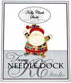 Kelly Clark Studio ~ Multi-Color Chubby Santa Needle Minder, Needle Dock, Canvas Magnet, Needle Garage, Needleminder