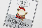 Kelly Clark Studio ~ Multi-Color Chubby Santa Needle Minder, Needle Dock, Canvas Magnet, Needle Garage, Needleminder