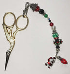 Kelly Clark Studio ~ Enameled Santa Charm Scissor Fob, Scissor Find, Lanyard Fob, Key Fob, Purse Fob, Key Chain Charm