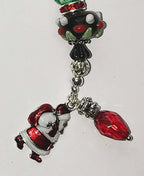 Kelly Clark Studio ~ Enameled Santa Charm Scissor Fob, Scissor Find, Lanyard Fob, Key Fob, Purse Fob, Key Chain Charm