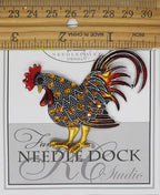 Kelly Clark Studio ~ Golden Rooster Pattern Pumpkin Needle Minder, Needle Dock, Canvas Magnet, Needle Garage, Needleminder