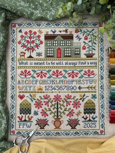LITTLE DOVE DESIGN "Meant To Be" Counted Cross Stitch Pattern, Traditional Sampler with Alphabet, Chart, Pattern Only