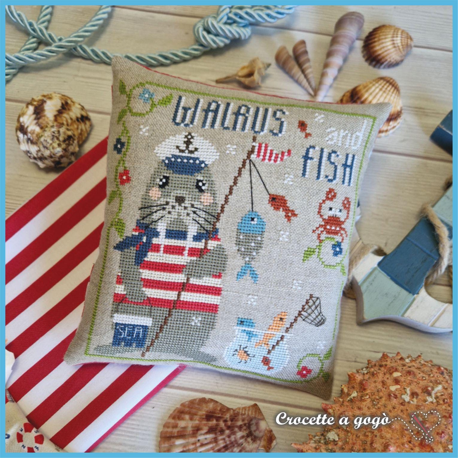 The Little Walrus! by CROCETTE A GOGO  Counted Cross Stitch Pattern  Beach, Fish, Sailor, Pattern Only