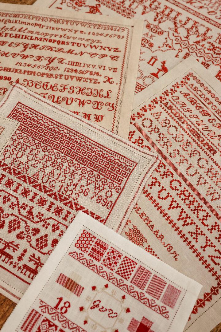 ATELIER SOED IDEE "Connected By The Red Thread - Samplers From The Classroom" Counted Cross Stitch, 6 Red Sampler Patterns, Booklet Only