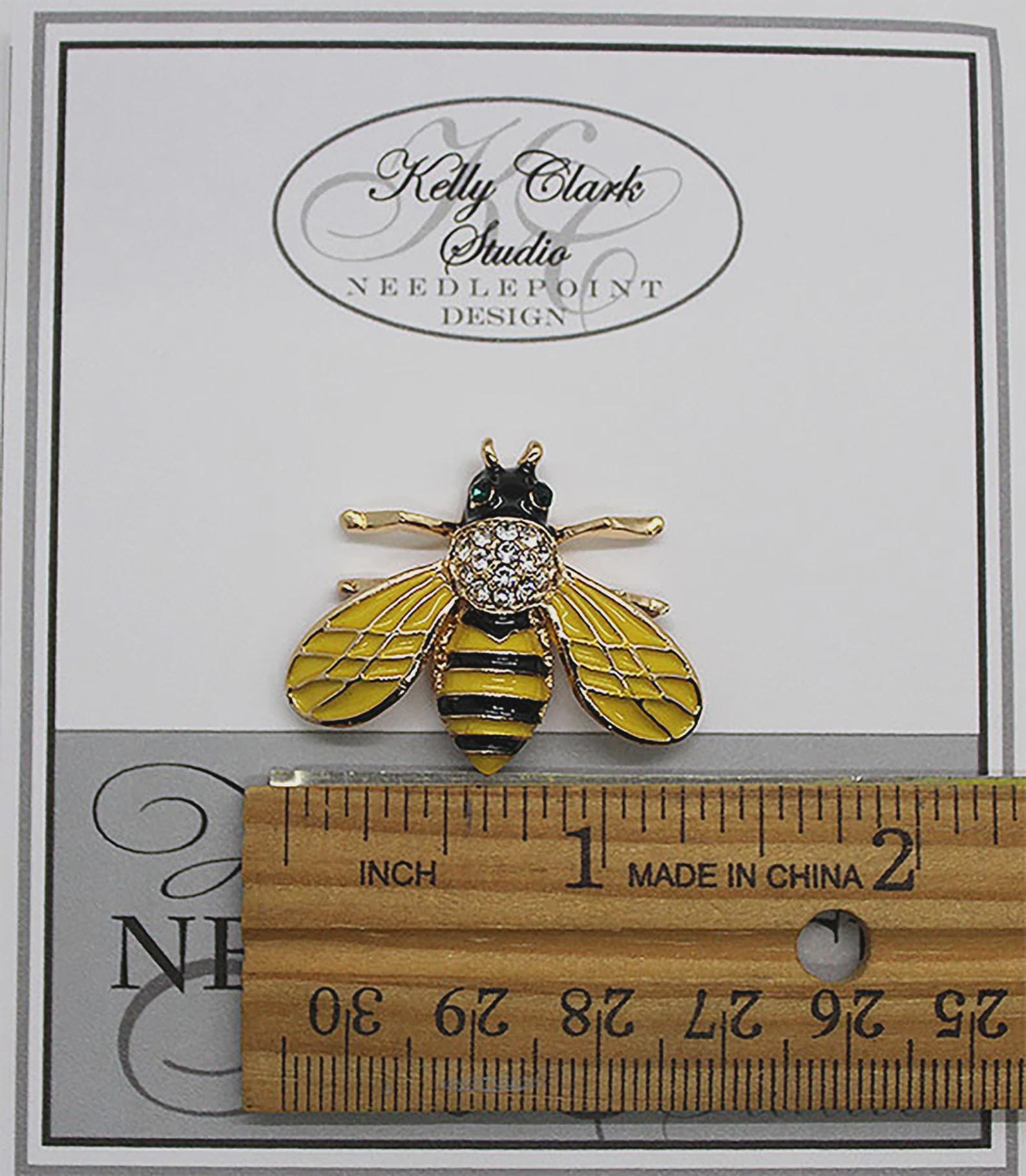 Kelly Clark Studio ~ Yellow Bumble Bee Needle Minder, Needle Dock, Canvas Magnet, Needle Garage, Needleminder