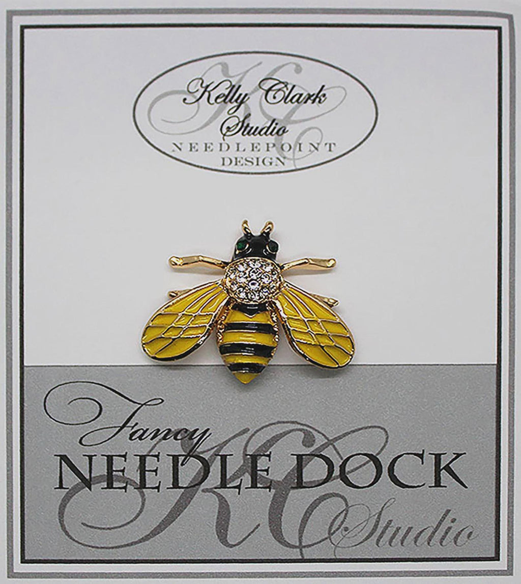 Kelly Clark Studio ~ Yellow Bumble Bee Needle Minder, Needle Dock, Canvas Magnet, Needle Garage, Needleminder