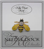 Kelly Clark Studio ~ Yellow Bumble Bee Needle Minder, Needle Dock, Canvas Magnet, Needle Garage, Needleminder