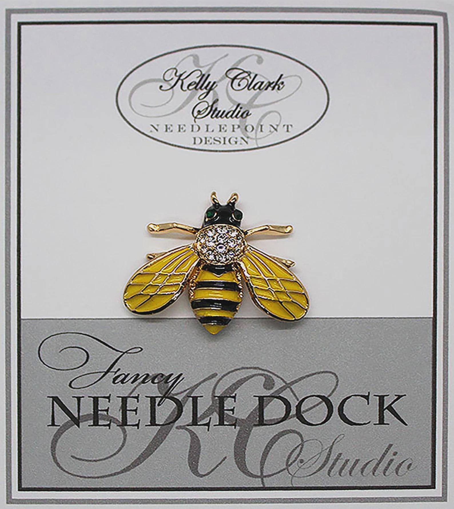 Kelly Clark Studio ~ Yellow Bumble Bee Needle Minder, Needle Dock, Canvas Magnet, Needle Garage, Needleminder