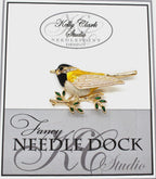Kelly Clark Studio ~ Yellow Bird Perched on Branch Needle Minder, Needle Dock, Canvas Magnet, Needle Garage, Needleminder