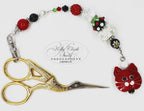 Kelly Clark Studio ~ Red Cat Scissor Fob, Scissor Find, Lanyard Fob, Keyfob, Purse Fob, Key Chain Charm