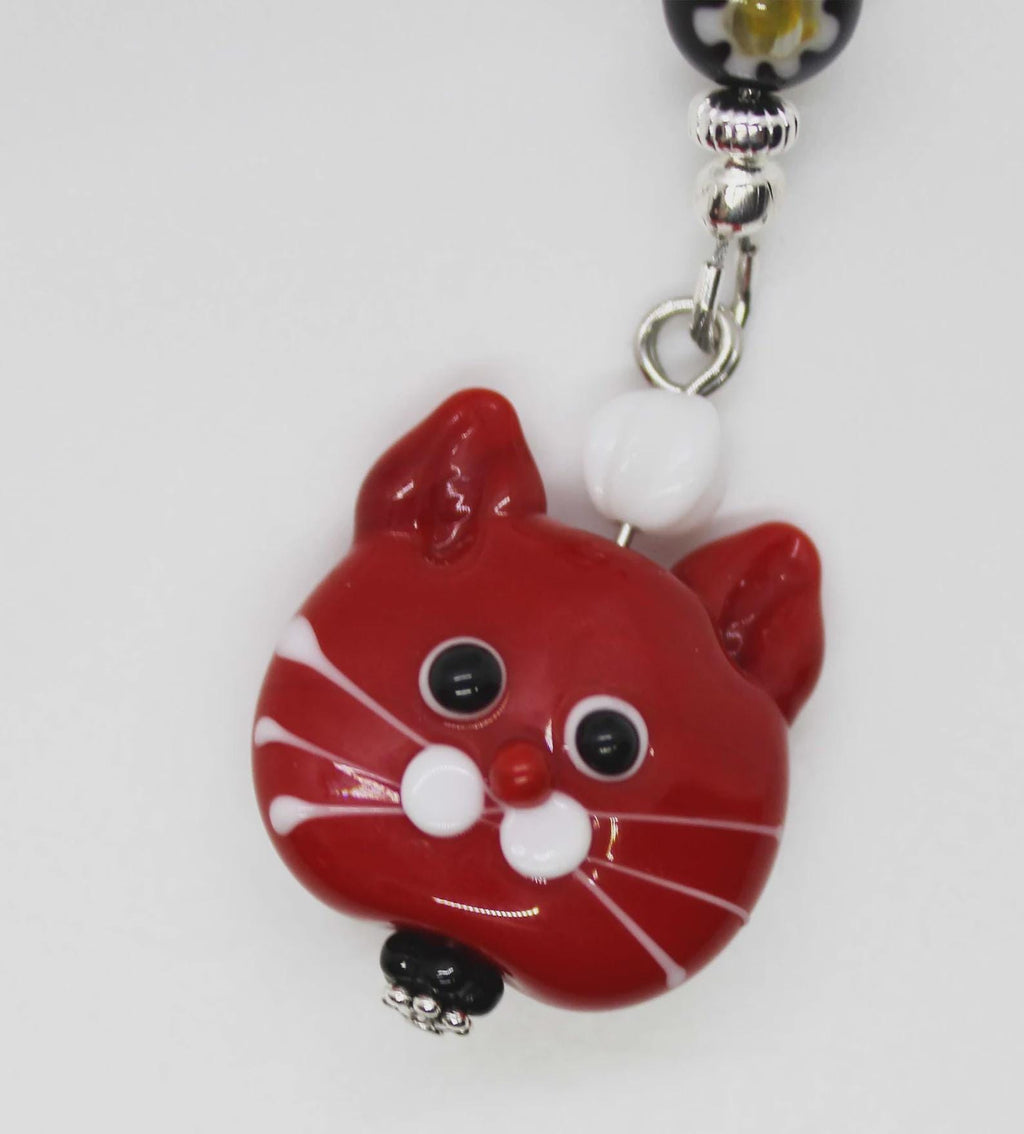 Kelly Clark Studio ~ Red Cat Scissor Fob, Scissor Find, Lanyard Fob, Keyfob, Purse Fob, Key Chain Charm