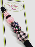 Kelly Clark Studio ~ Beaded Ink Pen in Black and Pale Pink