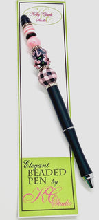 Kelly Clark Studio ~ Beaded Ink Pen in Black and Pale Pink