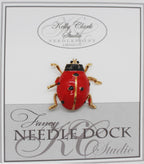 Kelly Clark Studio ~ Ladybug Needle Minder, Needle Dock, Canvas Magnet, Needle Garage, Needleminder