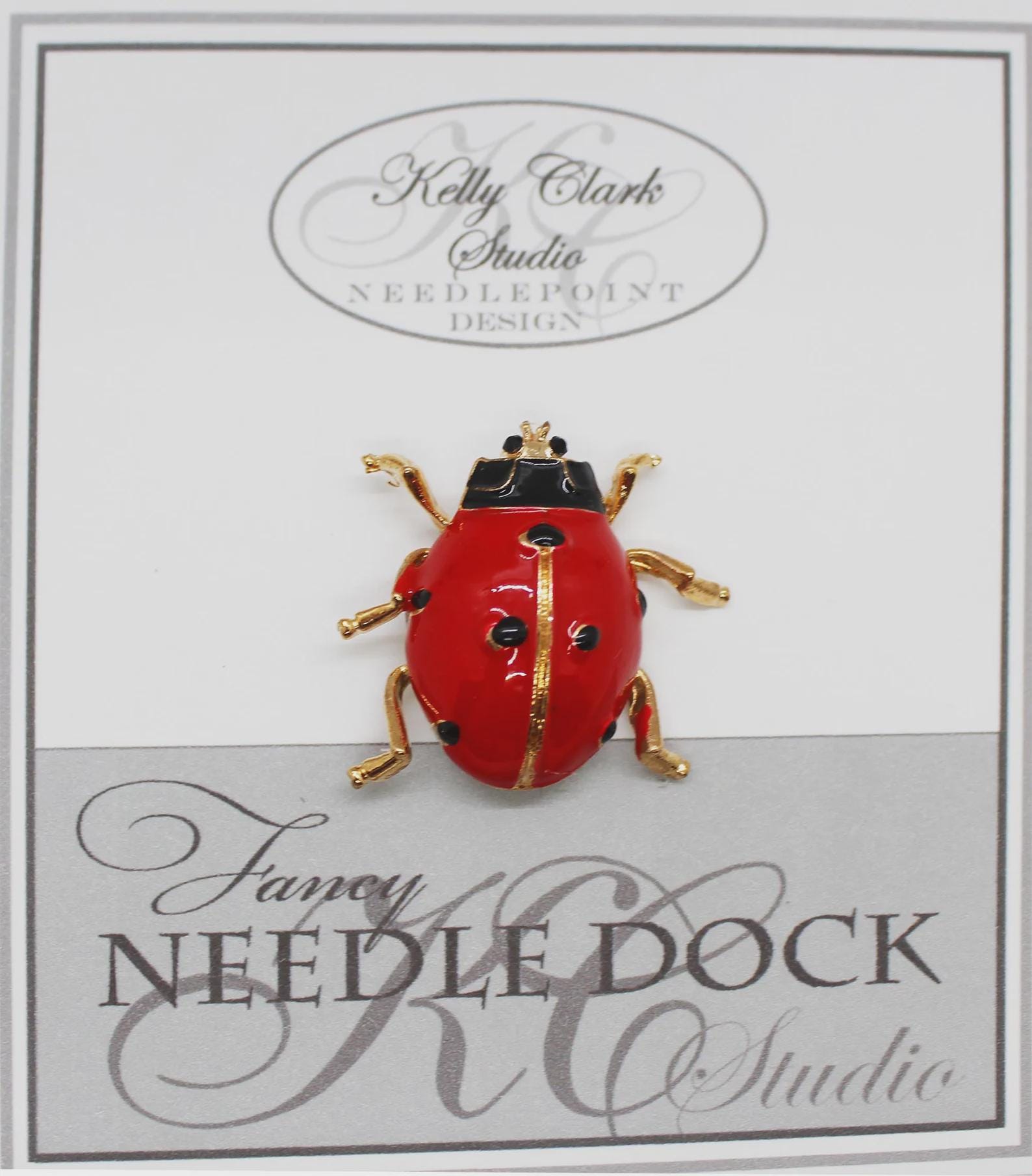 Kelly Clark Studio ~ Ladybug Needle Minder, Needle Dock, Canvas Magnet, Needle Garage, Needleminder
