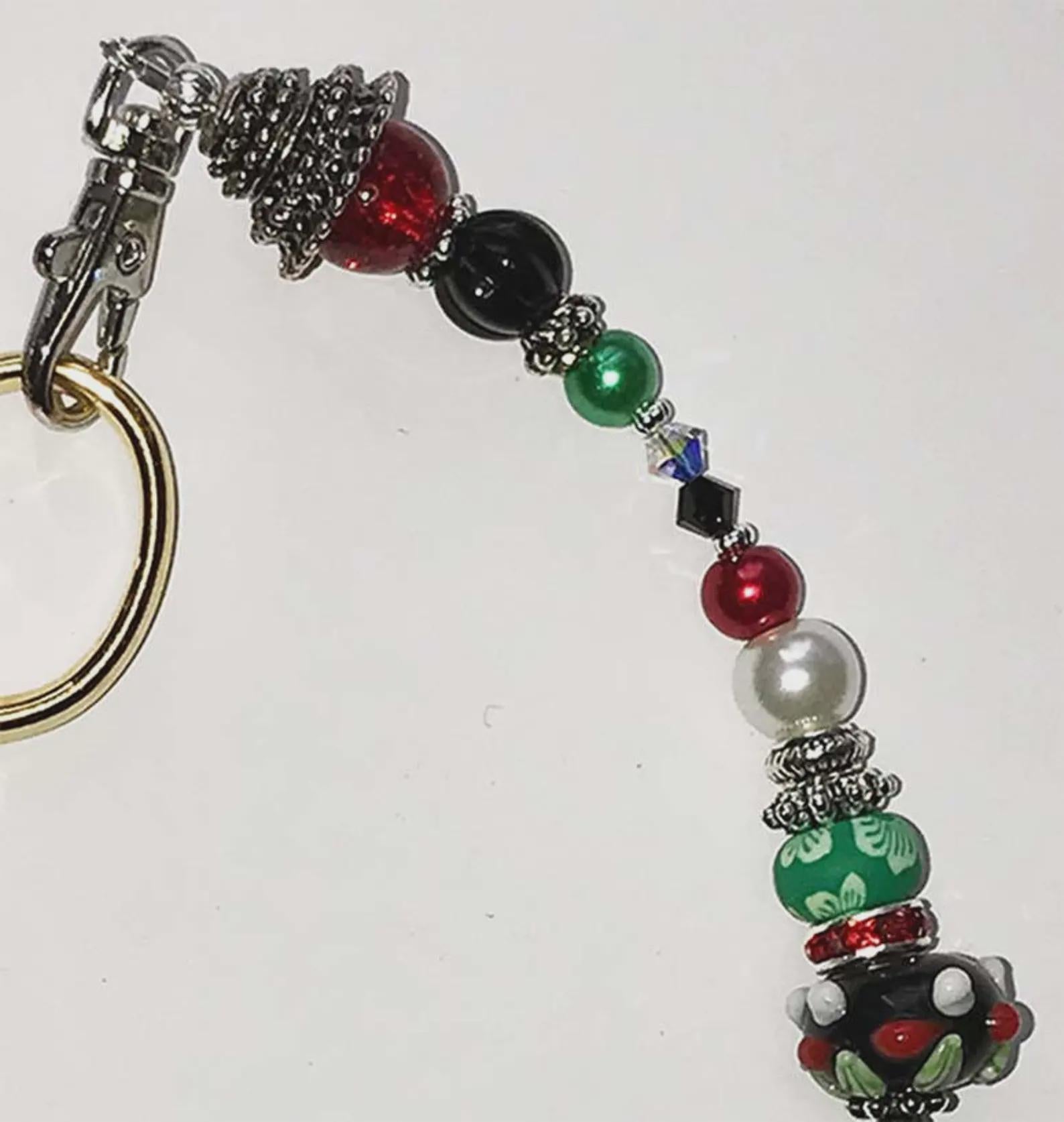Kelly Clark Studio ~ Enameled Santa Charm Scissor Fob, Scissor Find, Lanyard Fob, Key Fob, Purse Fob, Key Chain Charm