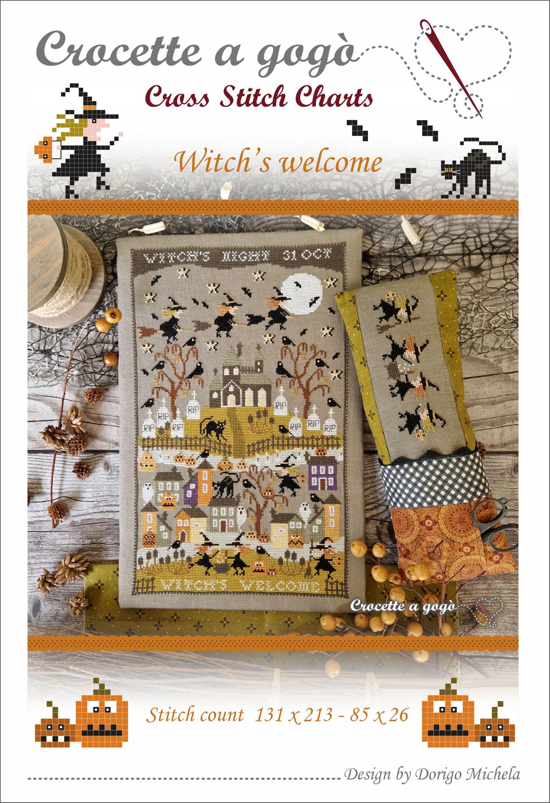Crocette A Gogo  "Witch's Welcome"  Counted Cross Stitch Chart  Halloween  Pattern Only