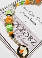 Kelly Clark Studio ~ Ghost Pumpkin Charm Scissor Fob, Scissor Find, Lanyard Fob, Key Fob, Purse Fob, Key Chain Charm