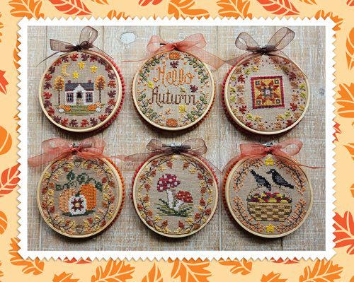 WAXING MOON DESIGNS "Autumn Minii-Rounds"  Counted Cross Stitch Pattern  Autumn, Fall, Pumpkins, Paper Pattern