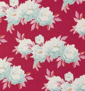 TILDA FABRIC ~ The COTTAGE Collection 2017 by Tone Finnanger - Minerva Red (oop) - 100% Cotton Fabric. Approx. Size: 33" x42"