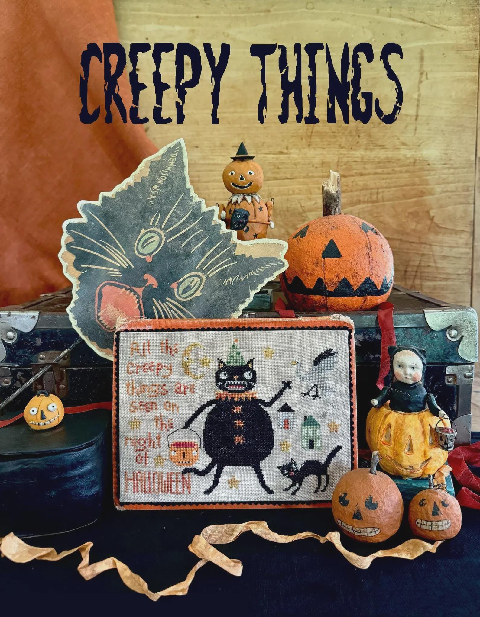 Teresa Kogut Creative Whims "Hello Midnight" Counted Cross Stitch Pattern, Booklet, 8 Spooktacular Designs, Pattern Only