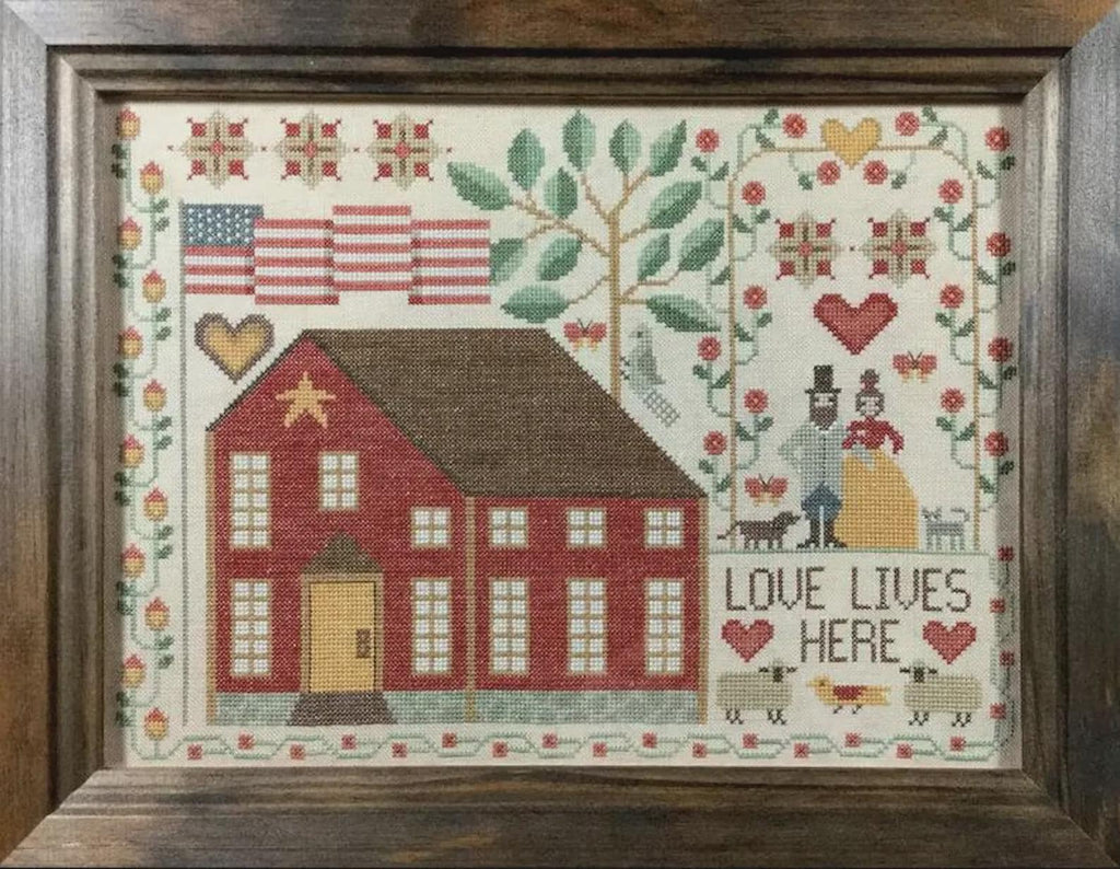 TERESA KOGUT "Love Lives Here - 9 Designs"  Counted Cross Stitch Pattern  Homes, Flowers, Trees, Pets, Sampler, Booklet Only