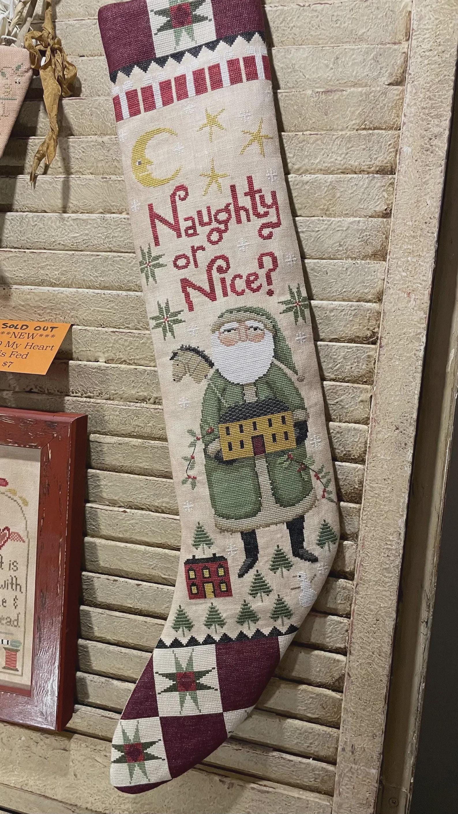 TERESA KOGUT "Naughty or Nice Stocking"  Counted Cross Stitch Pattern  Santa, Winter, Christmas, Pattern Only