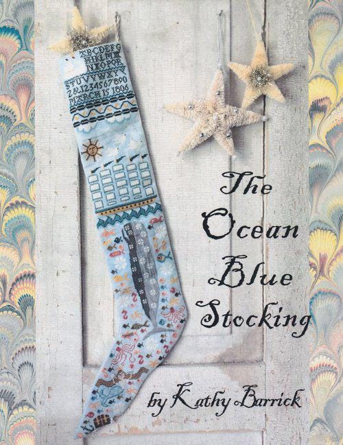 KATHY BARRICK "The Ocean Blue Stocking & Sampler" Counted Cross Stitch Pattern, Chart, Pattern Only