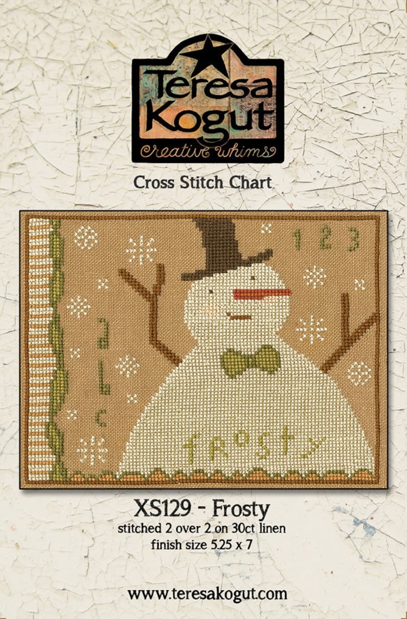 TERESA KOGUT Creative Whims "Frosty" Counted Cross Stitch Pattern, Chart, Snowman, Winter, Snowflakes, Pattern Only