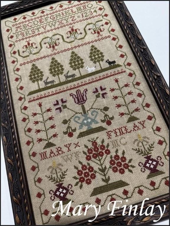 THE SCARLETT HOUSE "Mary Finlay" Counted Cross Stitch Pattern, Antique Reproduction Sampler, 2025 Needlework Marketplace Release