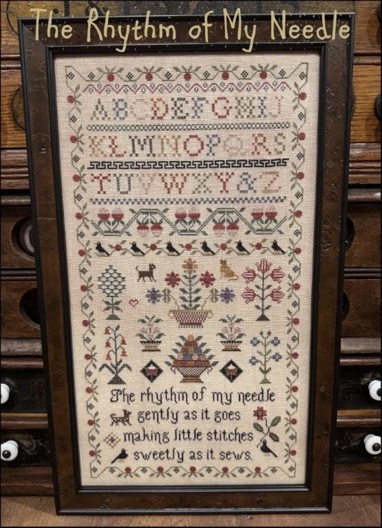 THE SCARLETT HOUSE "The Rhythm of My Needle" Counted Cross Stitch Pattern, Antique Reproduction Sampler, 2025 Needlework Marketplace Release