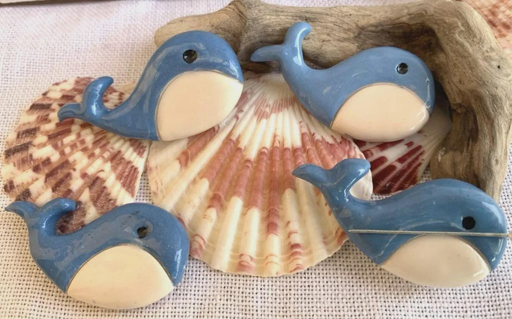 ROVARIS ~ Ceramic Whale Needle Minder, Needleminder, Handcrafted from Samone, Italy
