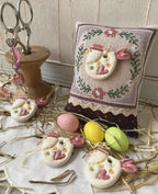 ROVARIS ~ "Little Hen Ceramic Little Cushion Kit" Counted Cross Stitch Pattern + KIT, Handcrafted from Samone, Italy