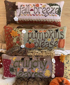 ROVARIS "Pumpkin Please Little Cushions" Counted Cross Stitch Pattern, Fall Breeze, Pumpkins Please, Crunchy Leaves, Pattern Only