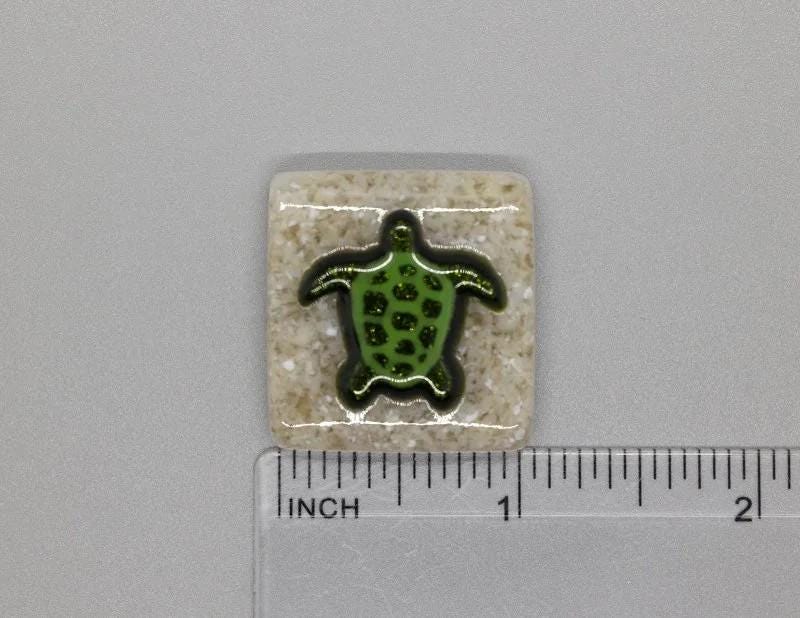 BEAU VERRE ART "Sea Turtle Needle Minder"  Fused Glass Magnet  Summer, Beach,  Needleminder  One-of-a-Kind, Handcrafted 5347