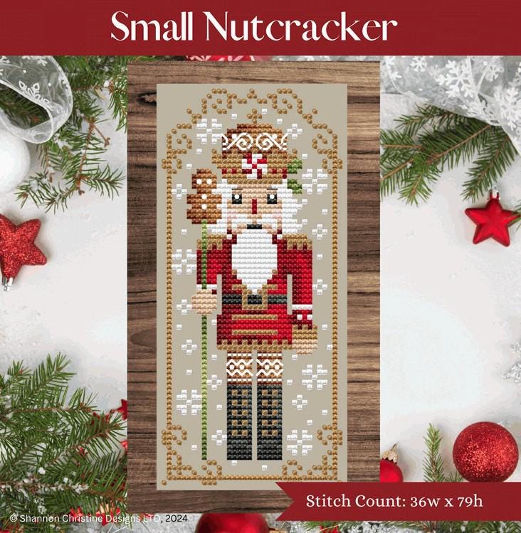 SHANNON CHRISTINE DESIGNS "Small Nutcracker" Counted Cross Stitch Pattern, Christmas, 2025 Needlework Marketplace Release, Pattern Only