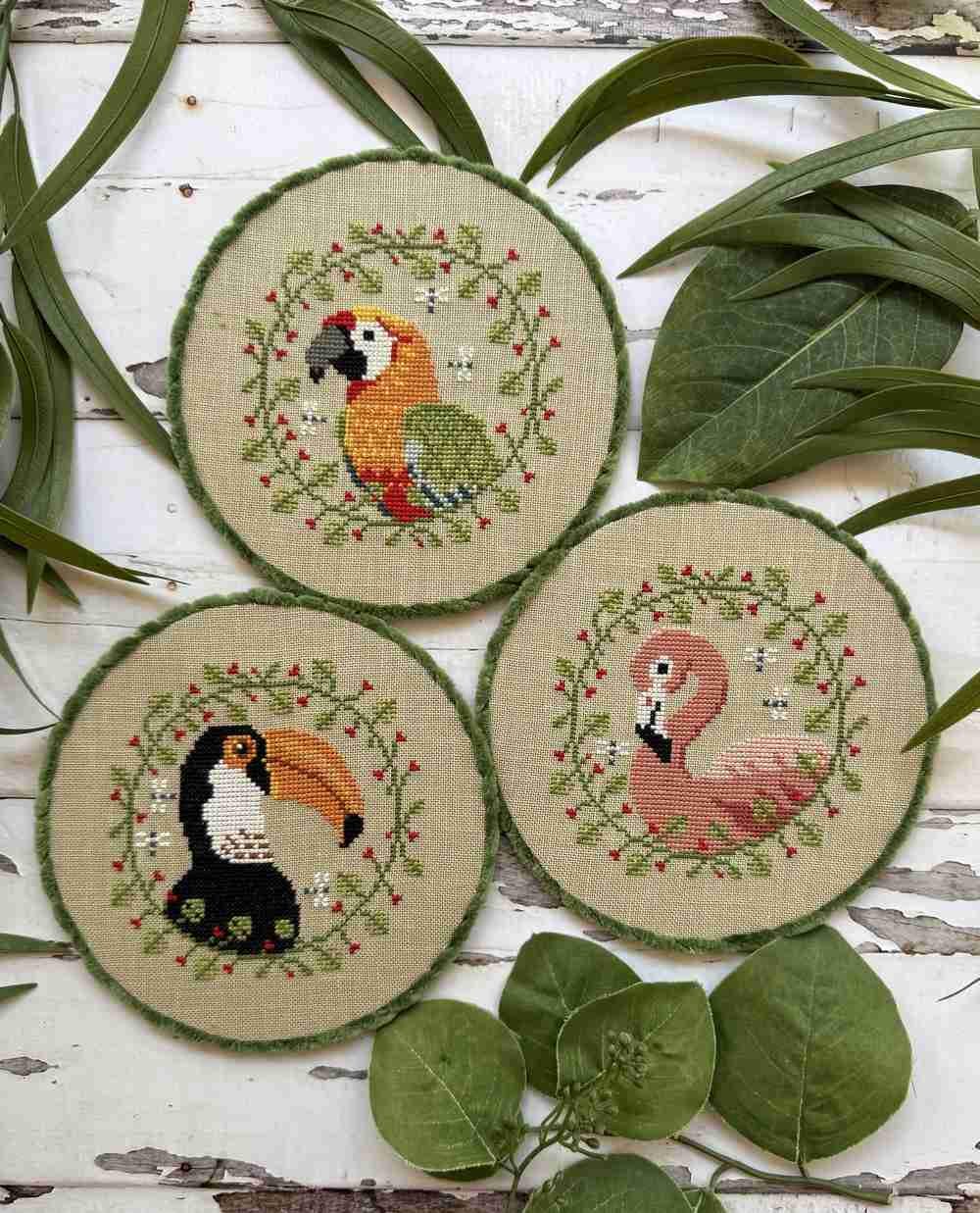 PUNTINI PUNTINI "Tropical Birds Trio" Counted Cross Stitch Pattern, Needlework Marketplace 2025, Pattern Only