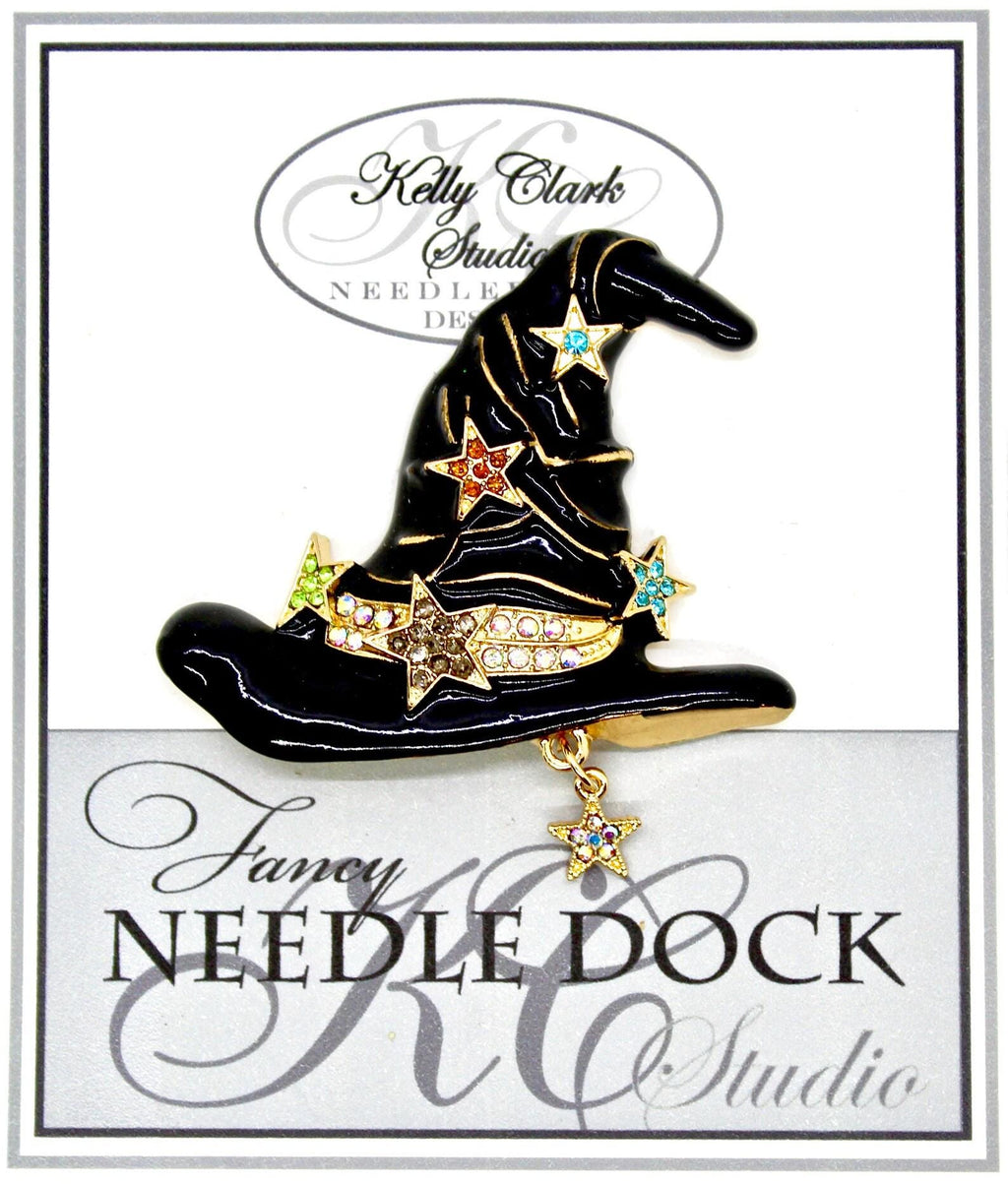 Kelly Clark Studio ~ Glam Witch Hat Needle Minder, Needle Dock, Canvas Magnet, Needle Garage, Needleminder